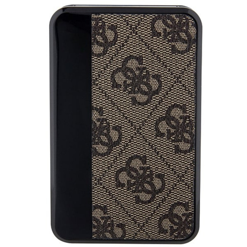 Guess GUPB10DP4GEGW pārnēsājamais akumulators 10000 mAh, 18 W, 4G Leather Metal Logo, brūns