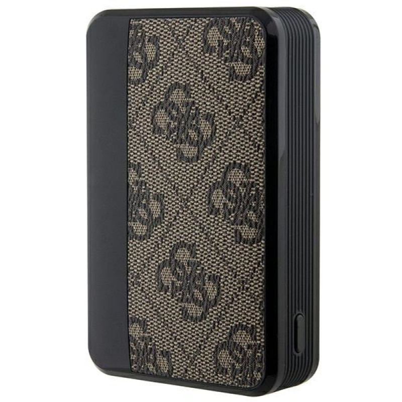 Guess GUPB10DP4GEGW pārnēsājamais akumulators 10000 mAh, 18 W, 4G Leather Metal Logo, brūns