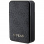 Guess GUPB10DP4GEGK pārnēsājamais akumulators 10000 mAh, 18 W, 4G Leather Metal Logo, melns