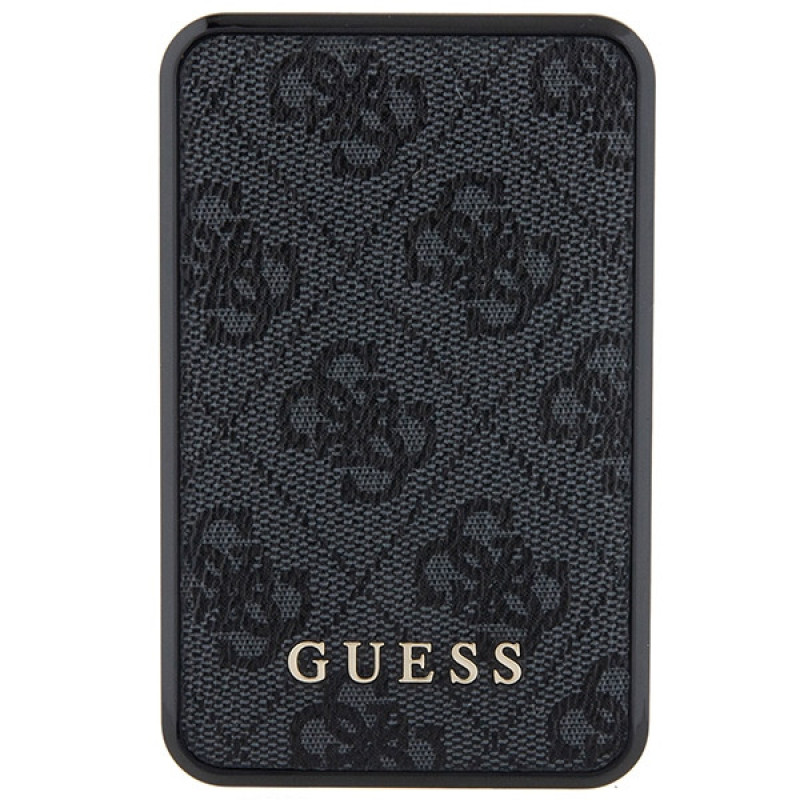 Guess GUPB10DP4GEGK pārnēsājamais akumulators 10000 mAh, 18 W, 4G Leather Metal Logo, melns