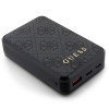 Guess GUPB10DP4GEGK pārnēsājamais akumulators 10000 mAh, 18 W, 4G Leather Metal Logo, melns