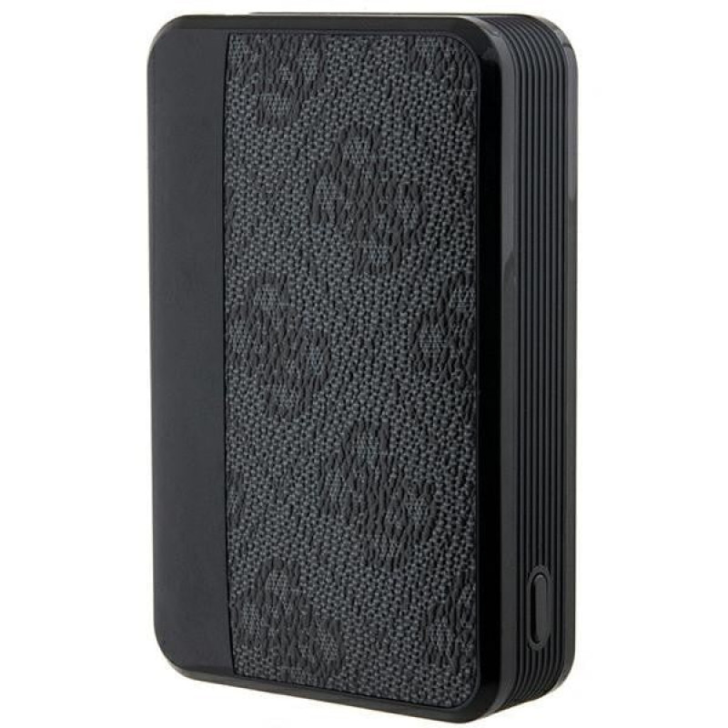 Guess GUPB10DP4GEGK pārnēsājamais akumulators 10000 mAh, 18 W, 4G Leather Metal Logo, melns