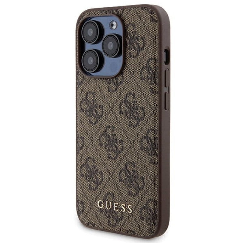 Guess GUBPM5P15X4GEMGW cietais futrālis Apple iPhone 15 Pro Max + 5000 mAh MagSafe pārnēsājamais akumulators, 4G Metal Logo, brūns