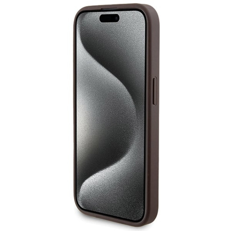Guess GUBPM5P15X4GEMGW cietais futrālis Apple iPhone 15 Pro Max + 5000 mAh MagSafe pārnēsājamais akumulators, 4G Metal Logo, brūns