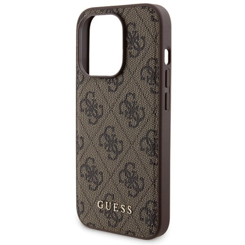 Guess GUBPM5P15X4GEMGW cietais futrālis Apple iPhone 15 Pro Max + 5000 mAh MagSafe pārnēsājamais akumulators, 4G Metal Logo, brūns