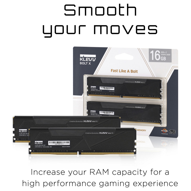 Klevv BOLT X KD48GU880-36A180U DDR4 atmiņas komplekts, 16 GB (2 x 8 GB), 3600 MHz