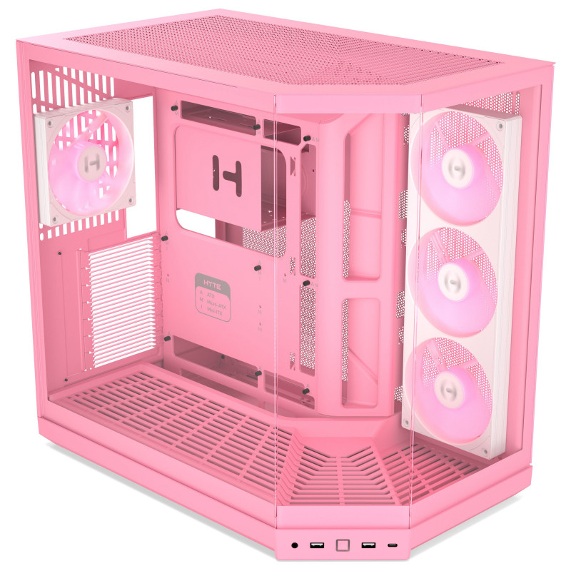 HYTE Y50 Strawberry Milk datora korpuss, gaiši rozā, rūdīts stikls x 3