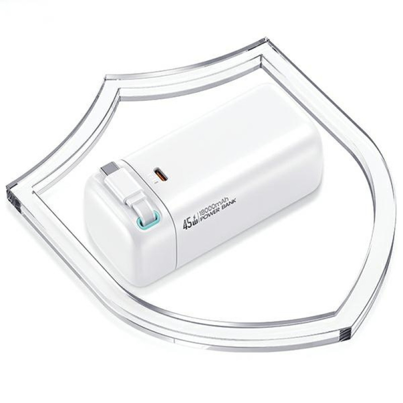 USAMS US-CD216 XMF Series ārējais akumulators 18000 mAh, PD 45W ātrā uzlāde, ar USB-C kabeli, melns