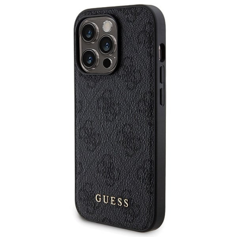Guess GUBPM5P14X4GEMGK Apple iPhone 14 Pro Max cietais maciņš + 5000 mAh MagSafe pārnēsājamais akumulators komplektā, 4G Metal Logo, melns
