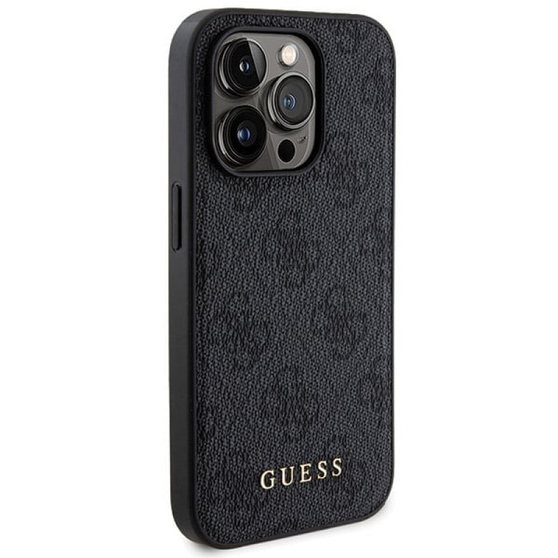 Guess GUBPM5P14X4GEMGK Apple iPhone 14 Pro Max cietais maciņš + 5000 mAh MagSafe pārnēsājamais akumulators komplektā, 4G Metal Logo, melns
