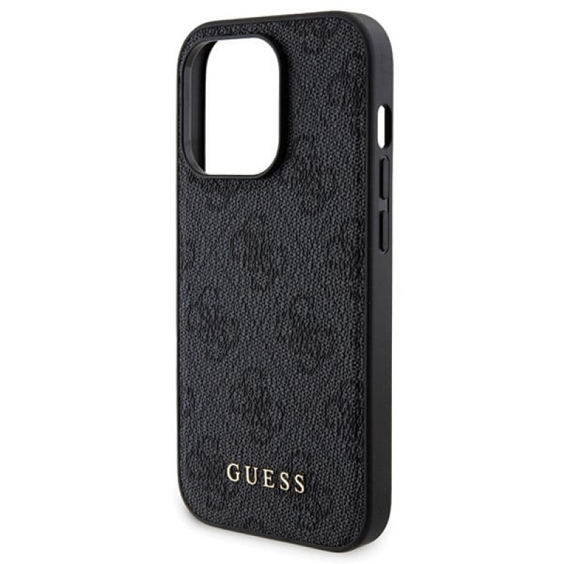 Guess GUBPM5P14X4GEMGK Apple iPhone 14 Pro Max cietais maciņš + 5000 mAh MagSafe pārnēsājamais akumulators komplektā, 4G Metal Logo, melns