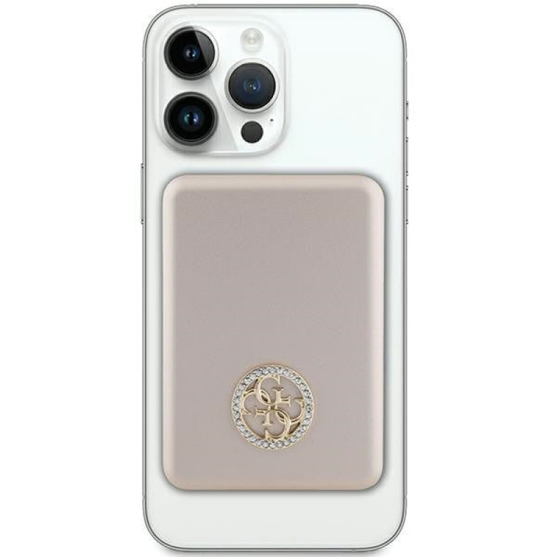 Guess GUPBM5AL4DMD 4G Strassed Metal Logo MagSafe indukcijas ārējais akumulators 5000 mAh, 15W, zelta