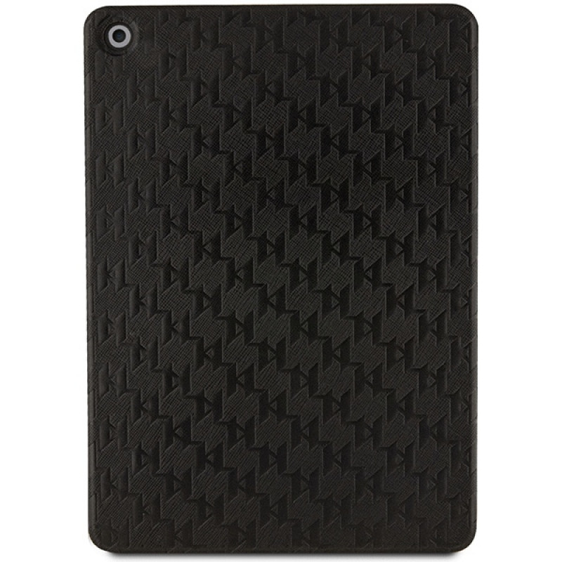 Karl Lagerfeld KLFC10SAKHPKK Saffiano Monogram Ikonik grāmatveida futrālis Apple iPad 10.2 (7., 8., 9. paaudze), melns