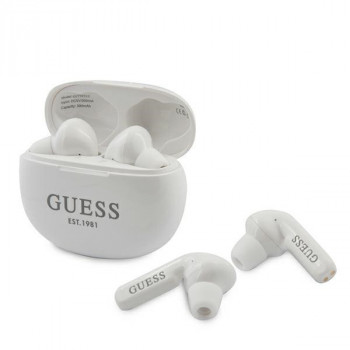 Guess GUTWS1CWHTWS bezvadu austiņas ar dokstaciju, Bluetooth 5.0, baltas