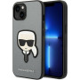 Karl Lagerfeld KLHCP14SSAPKHG Cietais maciņš Apple iPhone 14, Saffiano Karl's Head Patch, sudraba