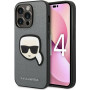 Karl Lagerfeld KLHCP14XSAPKHG cietais maciņš Apple iPhone 14 Pro Max, Saffiano Karl's Head Patch, sudraba