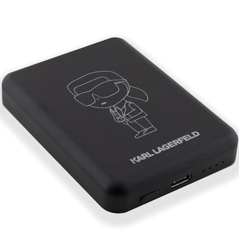 Karl Lagerfeld KLPBM5KIOTTGK indukcijas barošanas bloks 5000 mAh 15W, Outline Ikonik, MagSafe, melns