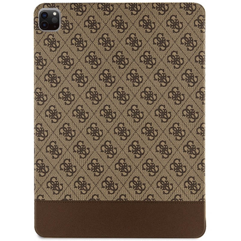 Guess GUFCP12PS4SGW vāciņš Apple iPad Pro 12.9 (2020/2021/2022, 4./5./6. paaudze), 4G Stripe Allover, brūns