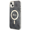 Guess GUBPP14SH4EACSK cietais futrālis Apple iPhone 14 + bezvadu lādētājs, 4G Print, MagSafe, melns