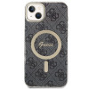 Guess GUBPP14SH4EACSK cietais futrālis Apple iPhone 14 + bezvadu lādētājs, 4G Print, MagSafe, melns