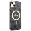 Guess GUBPP14SH4EACSK cietais futrālis Apple iPhone 14 + bezvadu lādētājs, 4G Print, MagSafe, melns