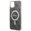 Guess GUBPP14SH4EACSK cietais futrālis Apple iPhone 14 + bezvadu lādētājs, 4G Print, MagSafe, melns