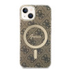 Guess GUBPP14SH4EACSW cietais futrālis Apple iPhone 14 + bezvadu lādētājs, 4G Print, MagSafe, brūns
