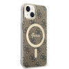 Guess GUBPP14SH4EACSW cietais futrālis Apple iPhone 14 + bezvadu lādētājs, 4G Print, MagSafe, brūns