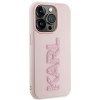 Karl Lagerfeld KLHCP15X3DMBKCP cietais maciņš Apple iPhone 15 Pro Max, 3D Rubber Glitter Logo, rozā