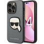Karl Lagerfeld KLHCP14LSAPKHG Cietais maciņš Apple iPhone 14 Pro, Saffiano Karl's Head Patch, sudraba