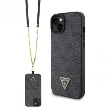 Guess GUHCP15MP4TDSCPK Apple iPhone 15 Plus / 14 Plus cietais maciņš, Crossbody 4G Metal Logo, melns