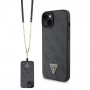 Guess GUHCP15MP4TDSCPK Apple iPhone 15 Plus / 14 Plus cietais maciņš, Crossbody 4G Metal Logo, melns