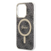 Guess GUBPP14XH4EACSK Apple iPhone 14 Pro Max maciņš + bezvadu lādētājs, melns cietais maciņš, 4G Print, MagSafe