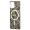 Guess GUBPP12MH4EACSW Maciņš + bezvadu lādētājs Apple iPhone 12 / iPhone 12 Pro brūns cietais maciņš, 4G Print, MagSafe
