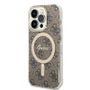 Guess GUBPP14XH4EACSW Apple iPhone 14 Pro Max korpuss + bezvadu lādētājs, brūns cietais korpuss, 4G Print, MagSafe