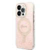 Guess GUBPP14LH4EACSP Apple iPhone 14 Pro maciņš + bezvadu lādētājs, rozā cietais maciņš, 4G Print, MagSafe