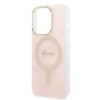 Guess GUBPP14LH4EACSP Apple iPhone 14 Pro maciņš + bezvadu lādētājs, rozā cietais maciņš, 4G Print, MagSafe