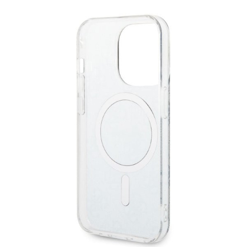 Guess GUBPP14LH4EACSB Case + Wireless Charger Apple iPhone 14 Pro zils cietais futrālis, 4G Print, MagSafe