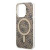 Guess GUBPP14LH4EACSW futrālis + bezvadu lādētājs Apple iPhone 14 Pro brūns cietais futrālis, 4G Print, MagSafe