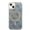Guess GUBPP14MH4EACSB Apple iPhone 14 Plus / iPhone 15 Plus zils cietais maciņš ar bezvadu lādētāju, 4G Print, MagSafe