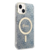 Guess GUBPP14MH4EACSB Apple iPhone 14 Plus / iPhone 15 Plus zils cietais maciņš ar bezvadu lādētāju, 4G Print, MagSafe