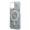 Guess GUBPP14MH4EACSB Apple iPhone 14 Plus / iPhone 15 Plus zils cietais maciņš ar bezvadu lādētāju, 4G Print, MagSafe