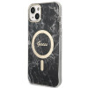Guess GUBPP14MHMEACSK Apple iPhone 14 Plus / iPhone 15 Plus melns cietais maciņš ar bezvadu lādētāju, Marble, MagSafe