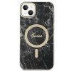 Guess GUBPP14MHMEACSK Apple iPhone 14 Plus / iPhone 15 Plus melns cietais maciņš ar bezvadu lādētāju, Marble, MagSafe