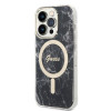 Guess GUBPP14XHMEACSK Apple iPhone 14 Pro Max vāciņš + bezvadu lādētājs, melns cietais vāciņš, Marble, MagSafe