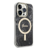Guess GUBPP14XHMEACSK Apple iPhone 14 Pro Max vāciņš + bezvadu lādētājs, melns cietais vāciņš, Marble, MagSafe