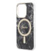 Guess GUBPP14XHMEACSK Apple iPhone 14 Pro Max vāciņš + bezvadu lādētājs, melns cietais vāciņš, Marble, MagSafe