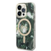 Guess GUBPP14LHJEACSA Apple iPhone 14 Pro futrālis + bezvadu lādētājs, zaļš cietais futrālis, Jungle, MagSafe