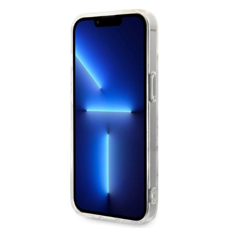 Guess GUBPP14MHMEACSH vāciņš + bezvadu lādētājs Apple iPhone 14 Plus / iPhone 15 Plus, balts cietais vāciņš, Marble, MagSafe