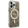 Guess GUBPP13LH4EACSW Apple iPhone 13 Pro maciņš + bezvadu lādētājs, brūns cietais maciņš, 4G Print, MagSafe